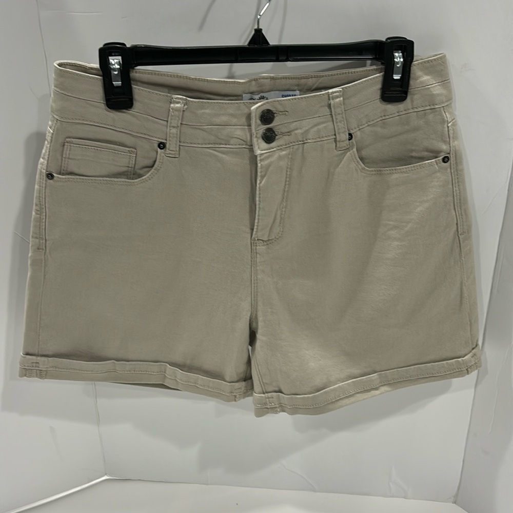 Royalty For Me High Rise Khaki Tan Stretch 5 Pocket Cuff Jean Shorts